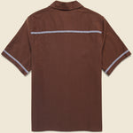 Didcot Pintuck Shirt - Brown/Blue - Wax London - STAG Provisions - Tops - S/S Woven - Stripe
