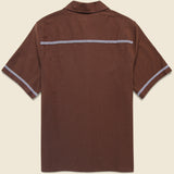 Didcot Pintuck Shirt - Brown/Blue - Wax London - STAG Provisions - Tops - S/S Woven - Stripe