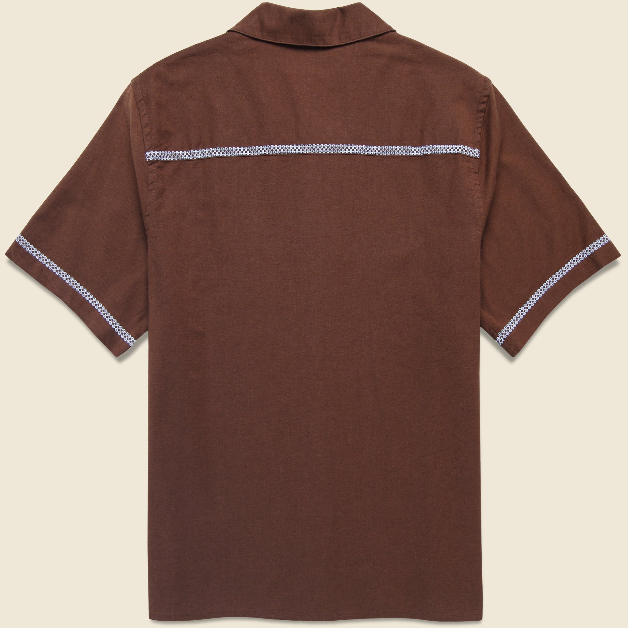 Didcot Pintuck Shirt - Brown/Blue - Wax London - STAG Provisions - Tops - S/S Woven - Stripe