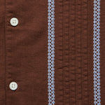 Didcot Pintuck Shirt - Brown/Blue - Wax London - STAG Provisions - Tops - S/S Woven - Stripe
