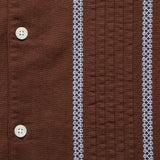 Didcot Pintuck Shirt - Brown/Blue - Wax London - STAG Provisions - Tops - S/S Woven - Stripe