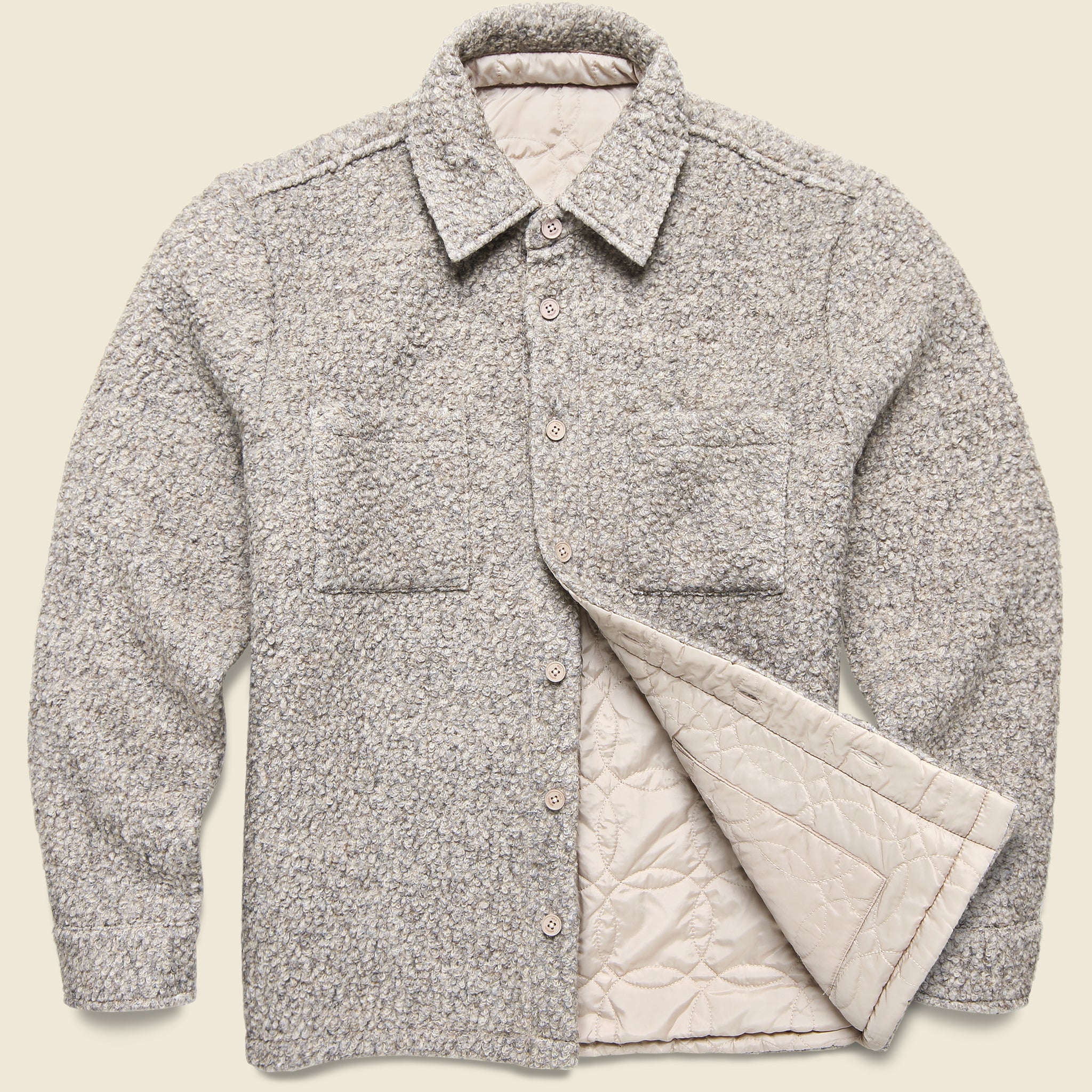 Mount Reversible Overshirt - Bobble Wool Natural - Wax London - STAG Provisions - Outerwear - Shirt Jacket