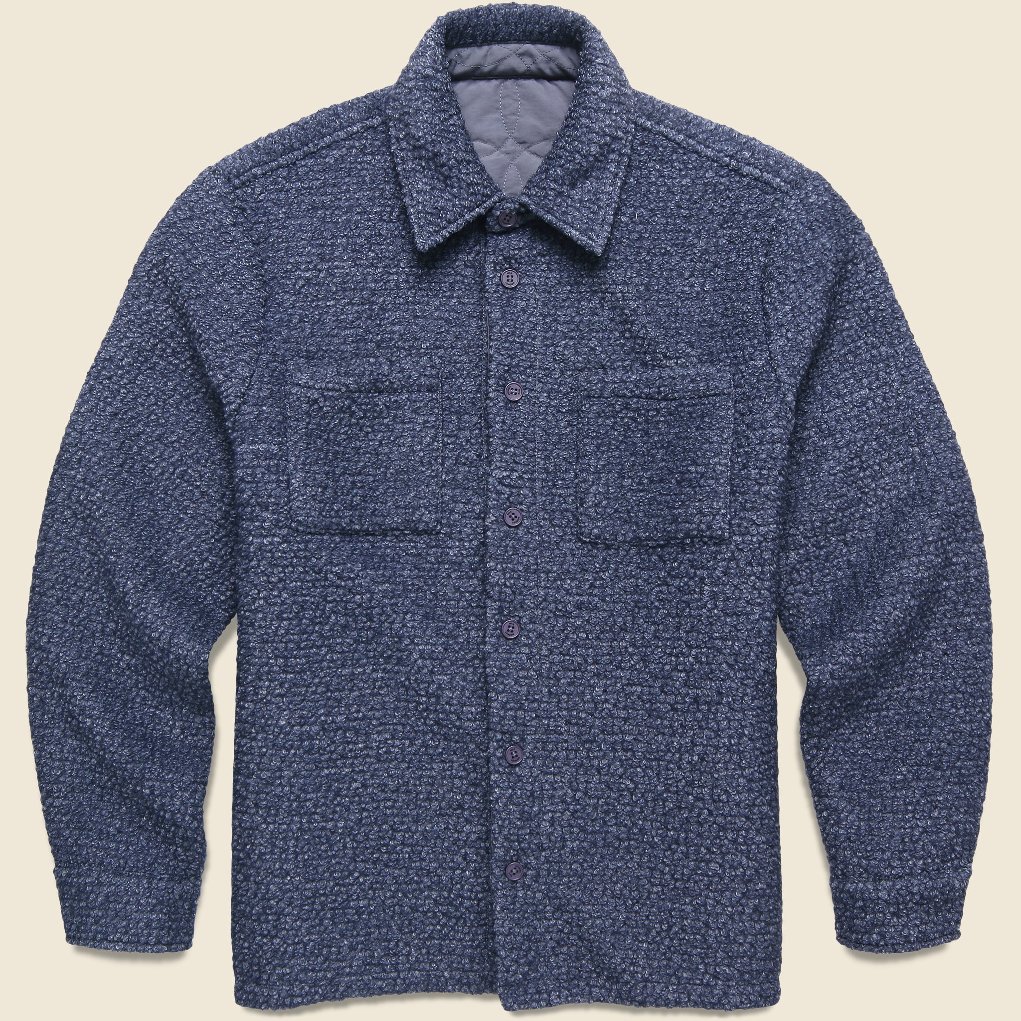 
                          Mount Reversible Overshirt - Bobble Wool Grey Blue
                        