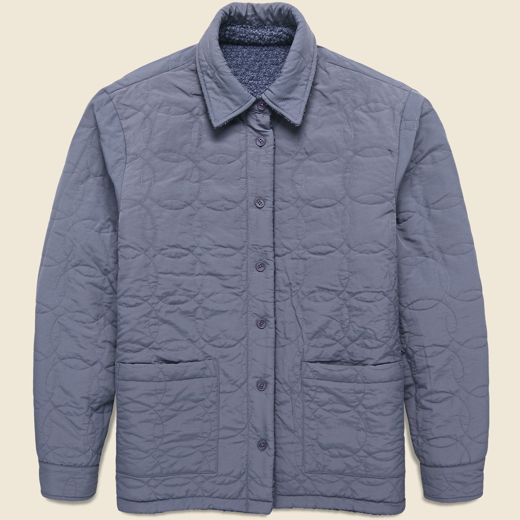 
                          Mount Reversible Overshirt - Bobble Wool Grey Blue
                        