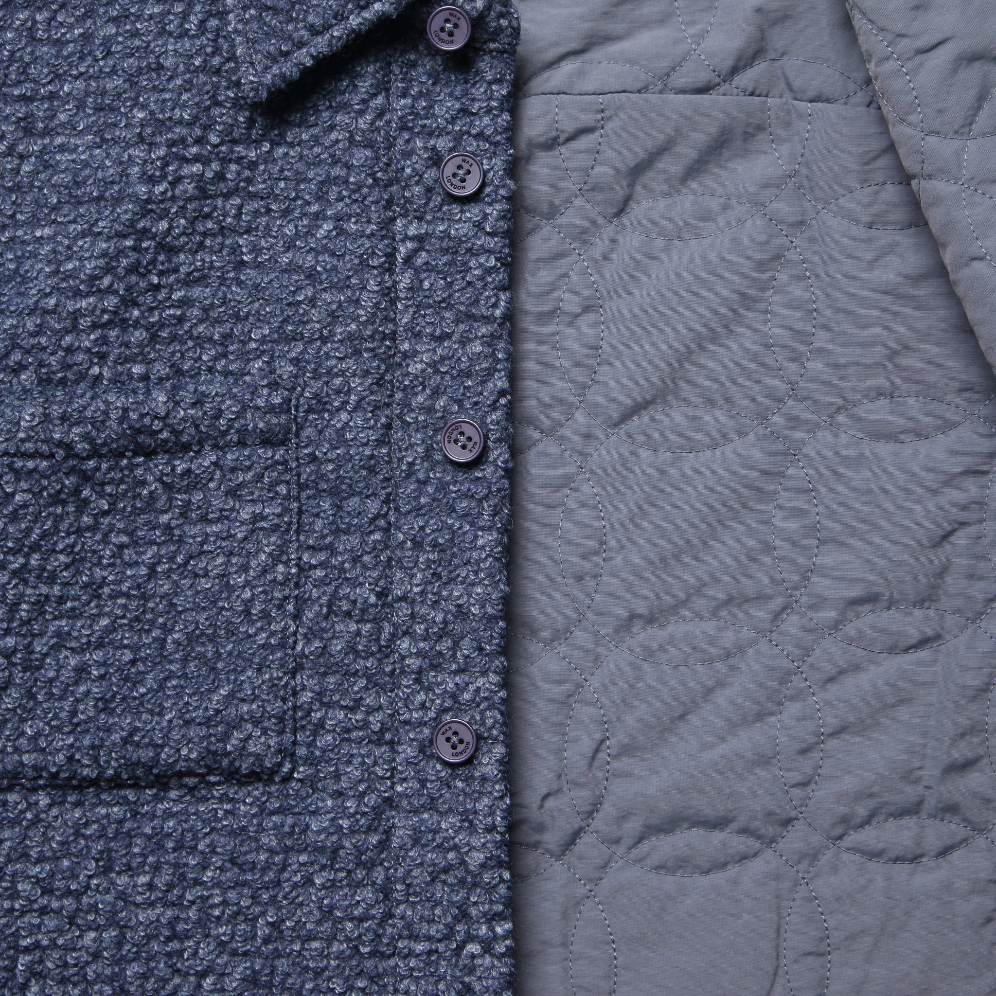 
                          Mount Reversible Overshirt - Bobble Wool Grey Blue
                        