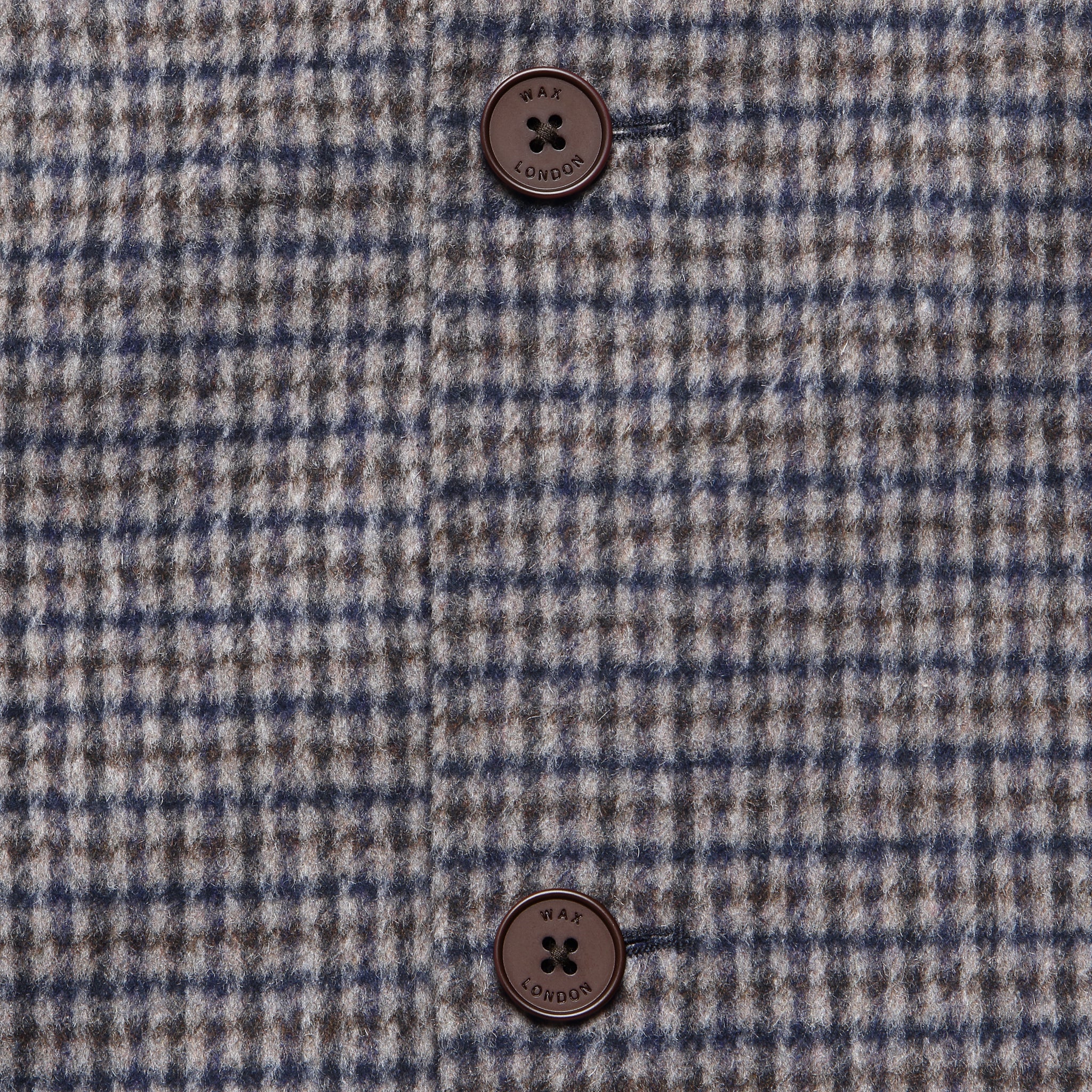 Stan Coat - Double Face Check Navy/Brown - Wax London - STAG Provisions - Outerwear - Coat / Jacket