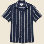 Leno Shirt - Navy - Wax London - STAG Provisions - Tops - S/S Woven - Other Pattern