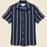 Leno Shirt - Navy - Wax London - STAG Provisions - Tops - S/S Woven - Other Pattern