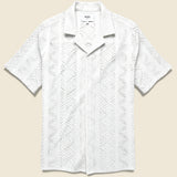 Didcot Shirt - Geo Lace White - Wax London - STAG Provisions - Tops - S/S Woven - Other Pattern