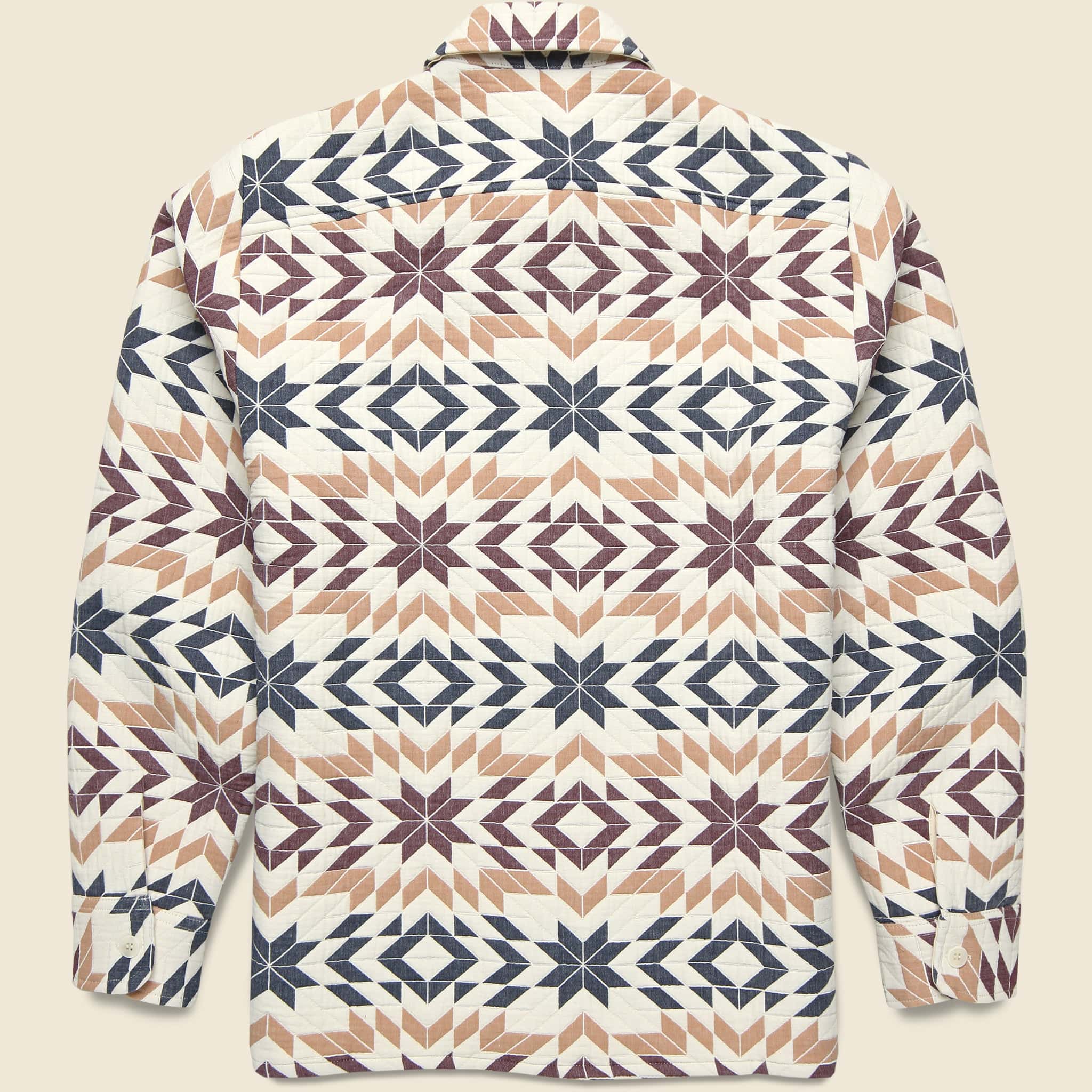 Whiting Overshirt - Maze/Ecru/Burgundy - Wax London - STAG Provisions - Tops - L/S Woven - Other Pattern