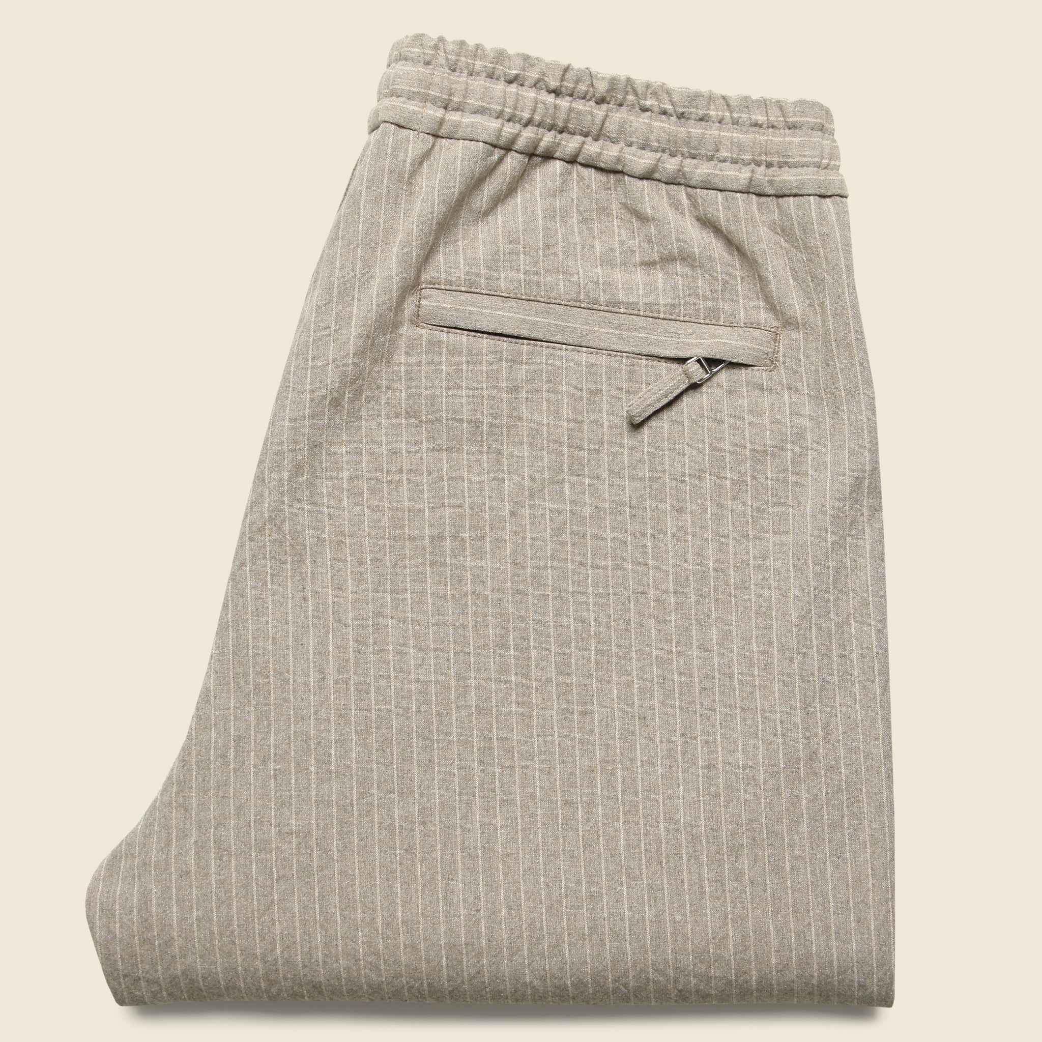 
                          Chalk Stripe Tyne Trouser - Natural - Wax London - STAG Provisions - Pants - Lounge
                        
