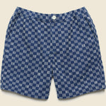 7" Kurt Shorts - Grid Stitch Indigo - Wax London - STAG Provisions - Shorts - Lounge