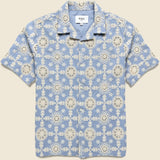 Corded Lace Didcot Shirt - Pale Blue - Wax London - STAG Provisions - Tops - S/S Woven - Other Pattern