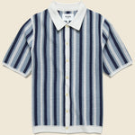 Porto Stripe Crochet Shirt - Blue - Wax London - STAG Provisions - Tops - S/S Knit