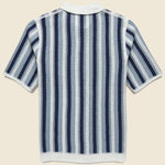 Porto Stripe Crochet Shirt - Blue - Wax London - STAG Provisions - Tops - S/S Knit