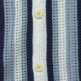 Porto Stripe Crochet Shirt - Blue - Wax London - STAG Provisions - Tops - S/S Knit