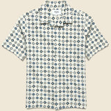 Didcot Geo Tile Shirt - Ecru - Wax London - STAG Provisions - Tops - S/S Woven - Other Pattern