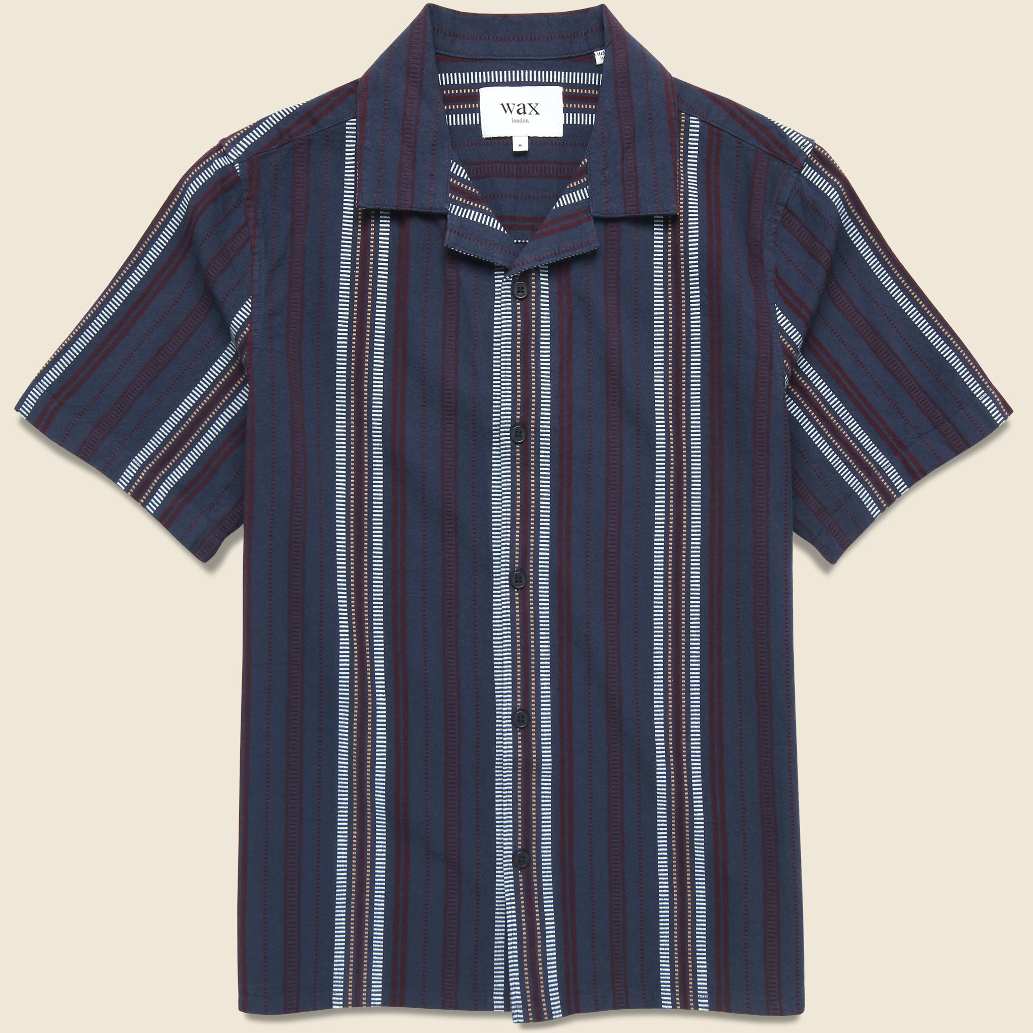 Didcot Dobby Stripe Shirt - Navy - Wax London - STAG Provisions - Tops - S/S Woven - Stripe