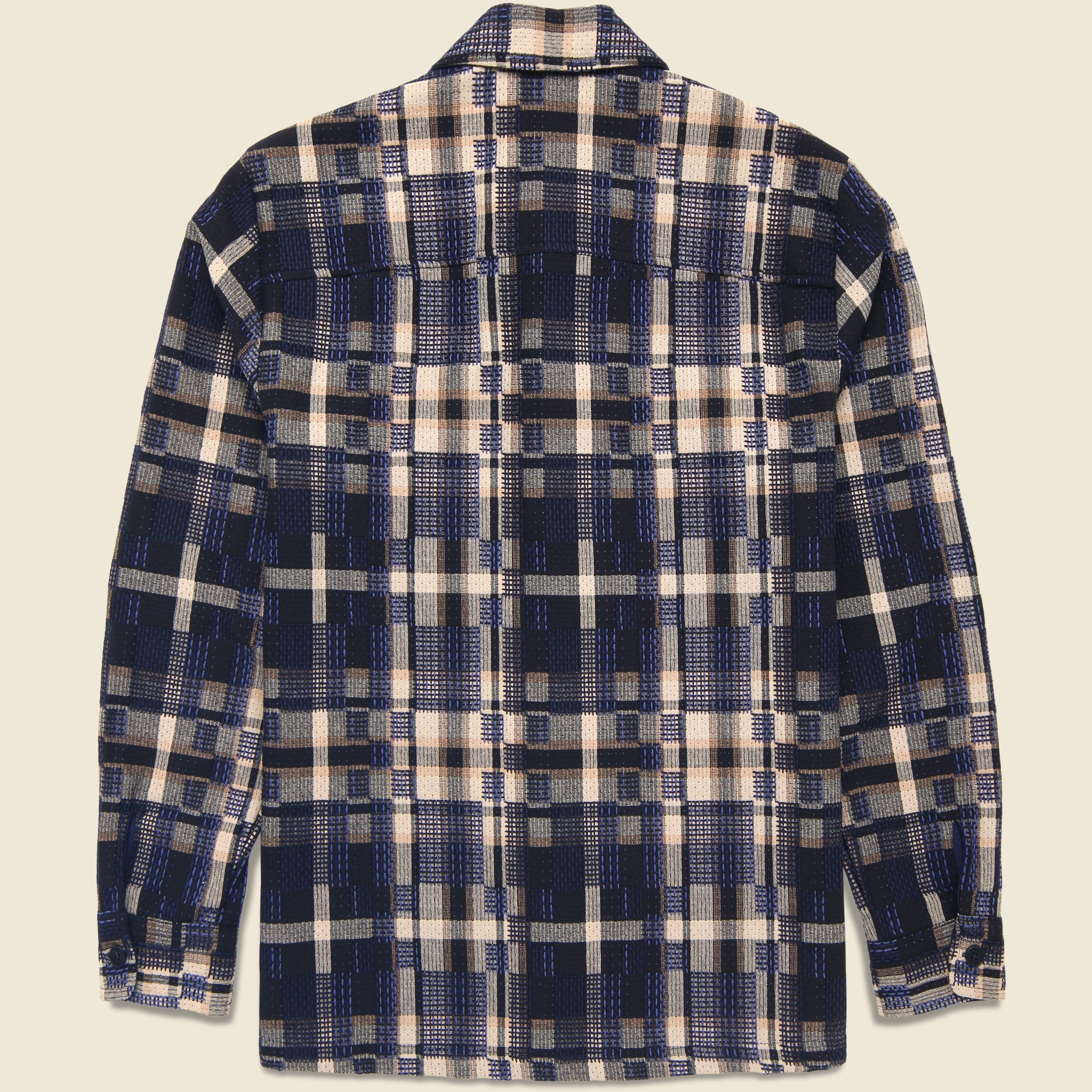 
                          Whiting Overshirt - Glitch Check Natural - Wax London - STAG Provisions - Tops - L/S Woven - Plaid
                        