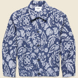 Iggy Jacket - Floral Jacquard Navy - Wax London - STAG Provisions - Outerwear - Coat / Jacket