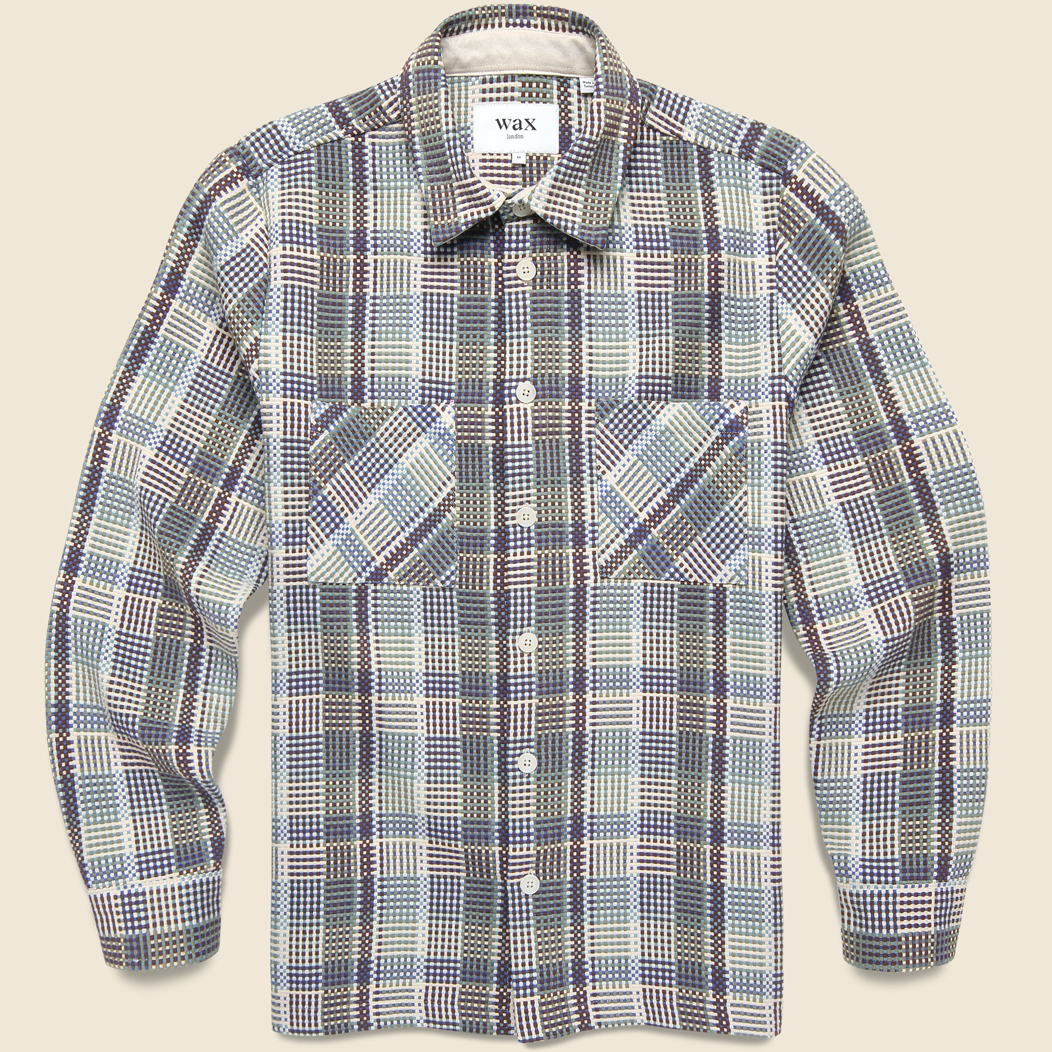 Whiting Overshirt - Basket Weave Blue - Wax London - STAG Provisions - Tops - L/S Woven - Plaid