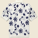 Porto Doodle Crochet Shirt - Ecru/Dark Blue - Wax London - STAG Provisions - Tops - S/S Knit