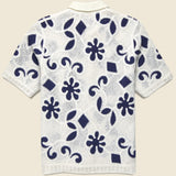 Porto Doodle Crochet Shirt - Ecru/Dark Blue - Wax London - STAG Provisions - Tops - S/S Knit
