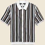 Porto Stripe Crochet Shirt - Ecru/Black - Wax London - STAG Provisions - Tops - S/S Knit