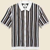 Porto Stripe Crochet Shirt - Ecru/Black - Wax London - STAG Provisions - Tops - S/S Knit