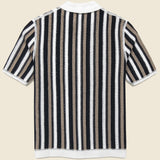Porto Stripe Crochet Shirt - Ecru/Black - Wax London - STAG Provisions - Tops - S/S Knit