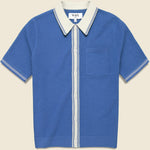 Pointelle Belle Shirt - Blue/Ecru - Wax London - STAG Provisions - Tops - S/S Knit