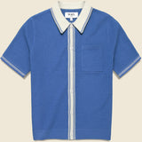 Pointelle Belle Shirt - Blue/Ecru - Wax London - STAG Provisions - Tops - S/S Knit