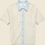 Pointelle Belle Shirt - Ecru/Pale Blue - Wax London - STAG Provisions - Tops - S/S Knit