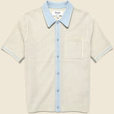 Pointelle Belle Shirt - Ecru/Pale Blue - Wax London - STAG Provisions - Tops - S/S Knit