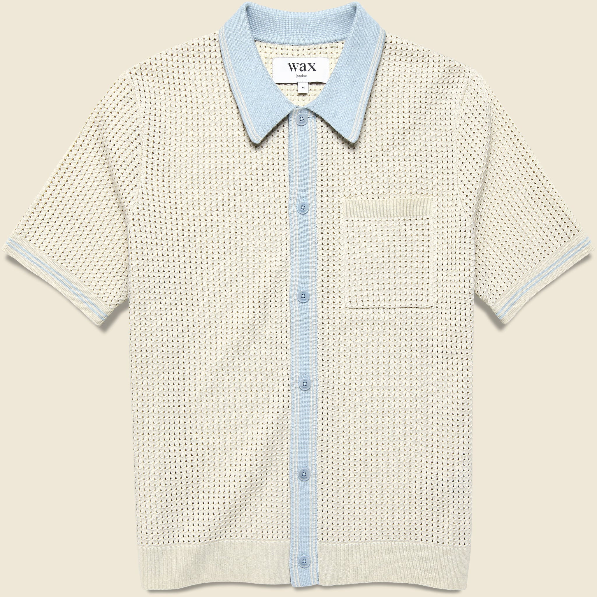 Pointelle Belle Shirt - Ecru/Pale Blue - Wax London - STAG Provisions - Tops - S/S Knit