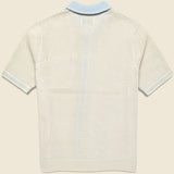 Pointelle Belle Shirt - Ecru/Pale Blue - Wax London - STAG Provisions - Tops - S/S Knit