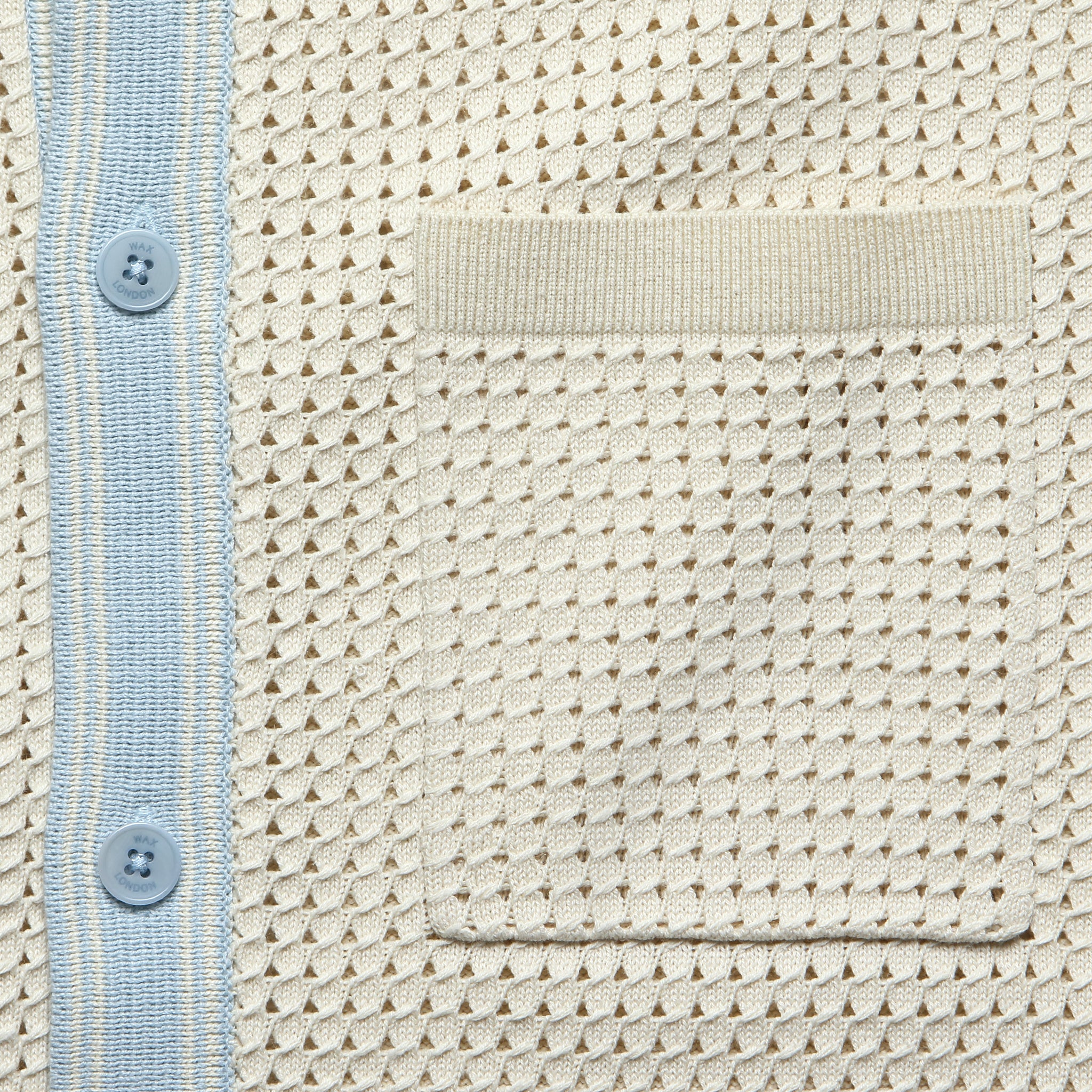 
                          Pointelle Belle Shirt - Ecru/Pale Blue - Wax London - STAG Provisions - Tops - S/S Knit
                        