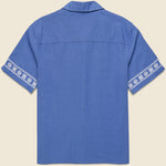 Placement Border Didcot Shirt - Blue/Ecru - Wax London - STAG Provisions - Tops - S/S Woven - Other Pattern