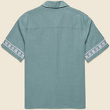 Placement Border Didcot Shirt - Sea Green/Ecru - Wax London - STAG Provisions - Tops - S/S Woven - Other Pattern