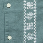 Placement Border Didcot Shirt - Sea Green/Ecru - Wax London - STAG Provisions - Tops - S/S Woven - Other Pattern