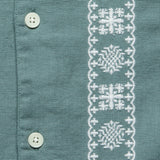 Placement Border Didcot Shirt - Sea Green/Ecru - Wax London - STAG Provisions - Tops - S/S Woven - Other Pattern