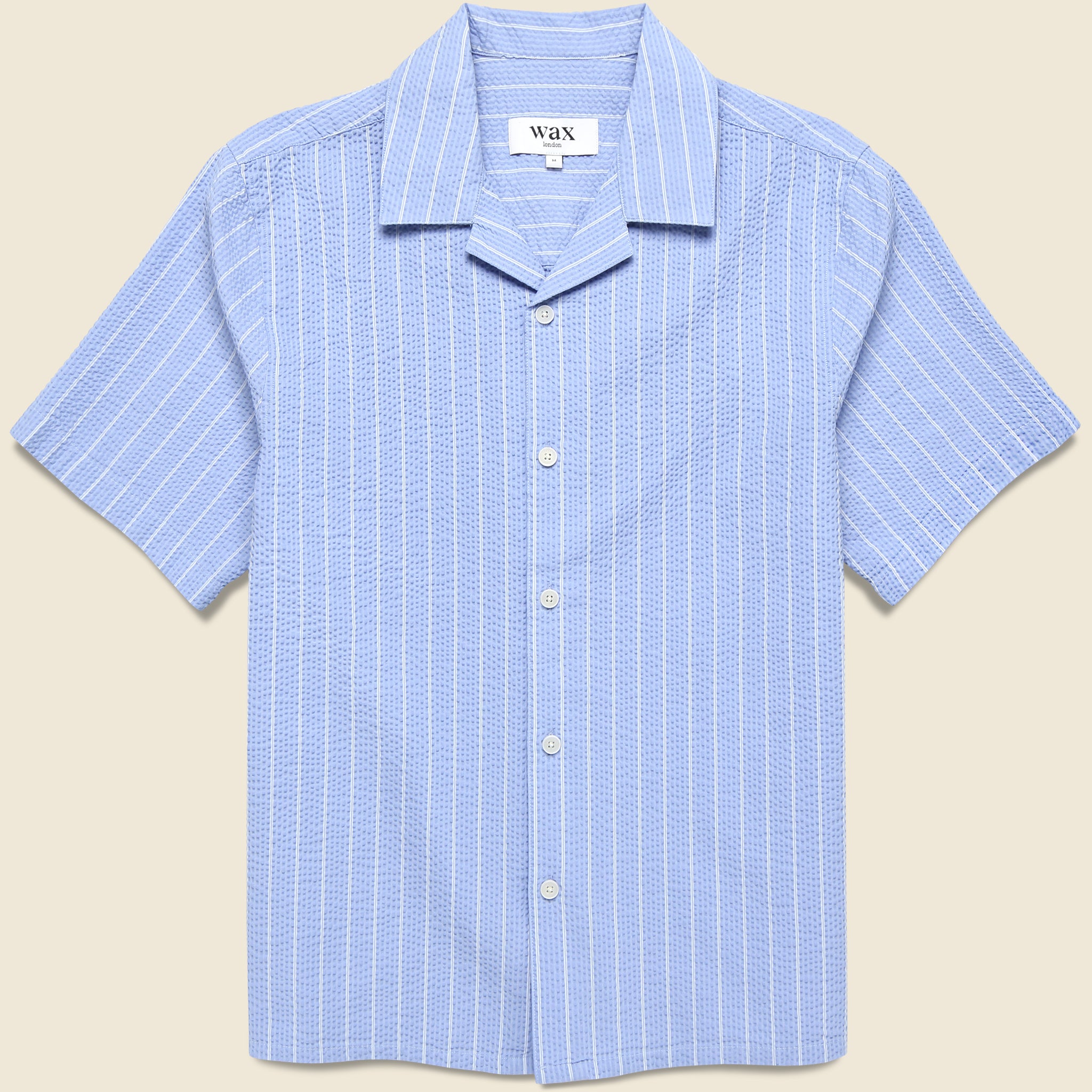 Seersucker Stripe Didcot Shirt - Blue/Ecru - Wax London - STAG Provisions - Tops - S/S Woven - Seersucker