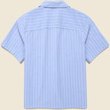 Seersucker Stripe Didcot Shirt - Blue/Ecru - Wax London - STAG Provisions - Tops - S/S Woven - Seersucker