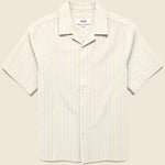 Seersucker Stripe Didcot Shirt - Ecru/Blue - Wax London - STAG Provisions - Tops - S/S Woven - Seersucker