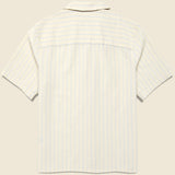 Seersucker Stripe Didcot Shirt - Ecru/Blue - Wax London - STAG Provisions - Tops - S/S Woven - Seersucker