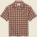 Seersucker Tile Didcot Shirt - Rust/Multi - Wax London - STAG Provisions - Tops - S/S Woven - Seersucker