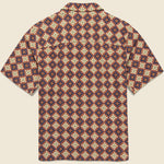 Seersucker Tile Didcot Shirt - Rust/Multi - Wax London - STAG Provisions - Tops - S/S Woven - Seersucker