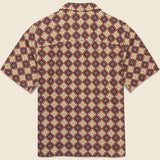 Seersucker Tile Didcot Shirt - Rust/Multi - Wax London - STAG Provisions - Tops - S/S Woven - Seersucker