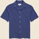 Double Weave Didcot Shirt - Dark Blue - Wax London - STAG Provisions - Tops - S/S Woven - Seersucker