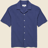 Double Weave Didcot Shirt - Dark Blue - Wax London - STAG Provisions - Tops - S/S Woven - Seersucker
